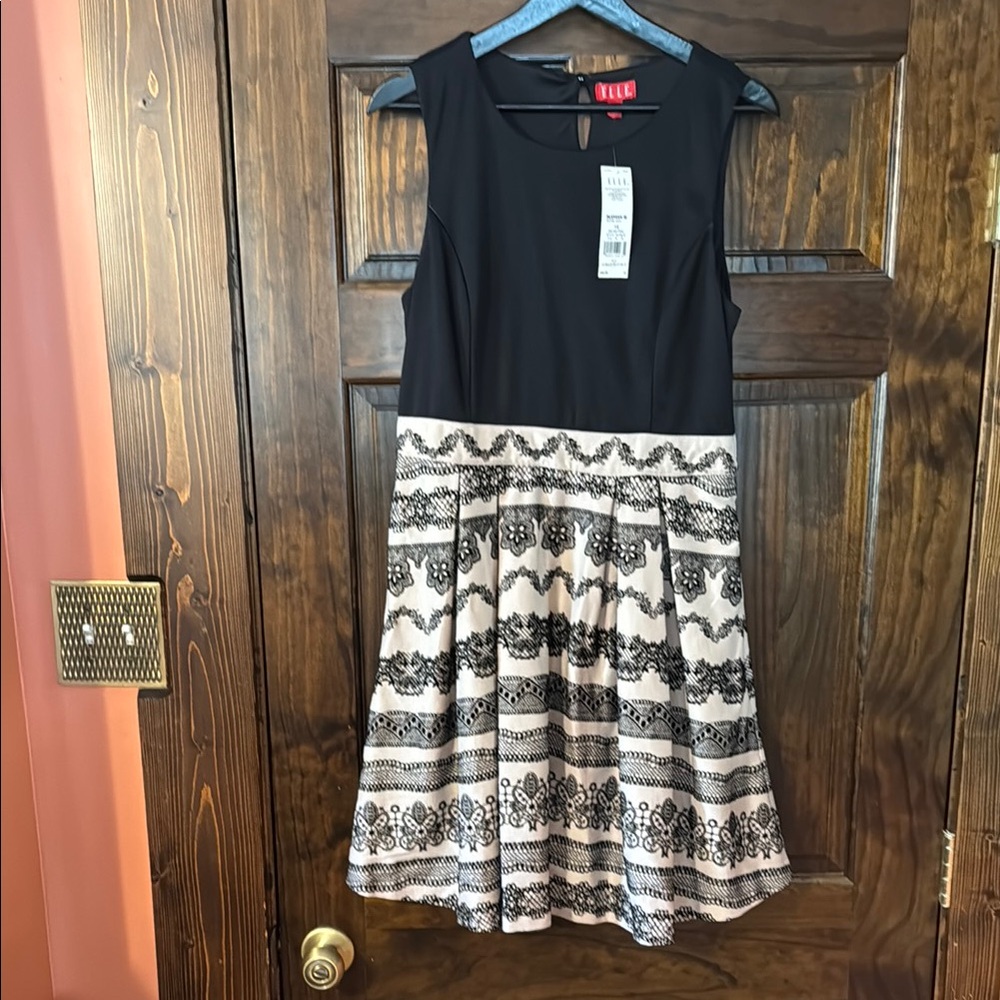 Elle Black and Pale Pink Sleeveless Dress